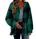 Women's Plaid Fleece Hooded Jacket - Cozy Winter Coat With Button Closure, Soft Polyester Blend, Oversized Fit For Casual & Work_ecoleips.com