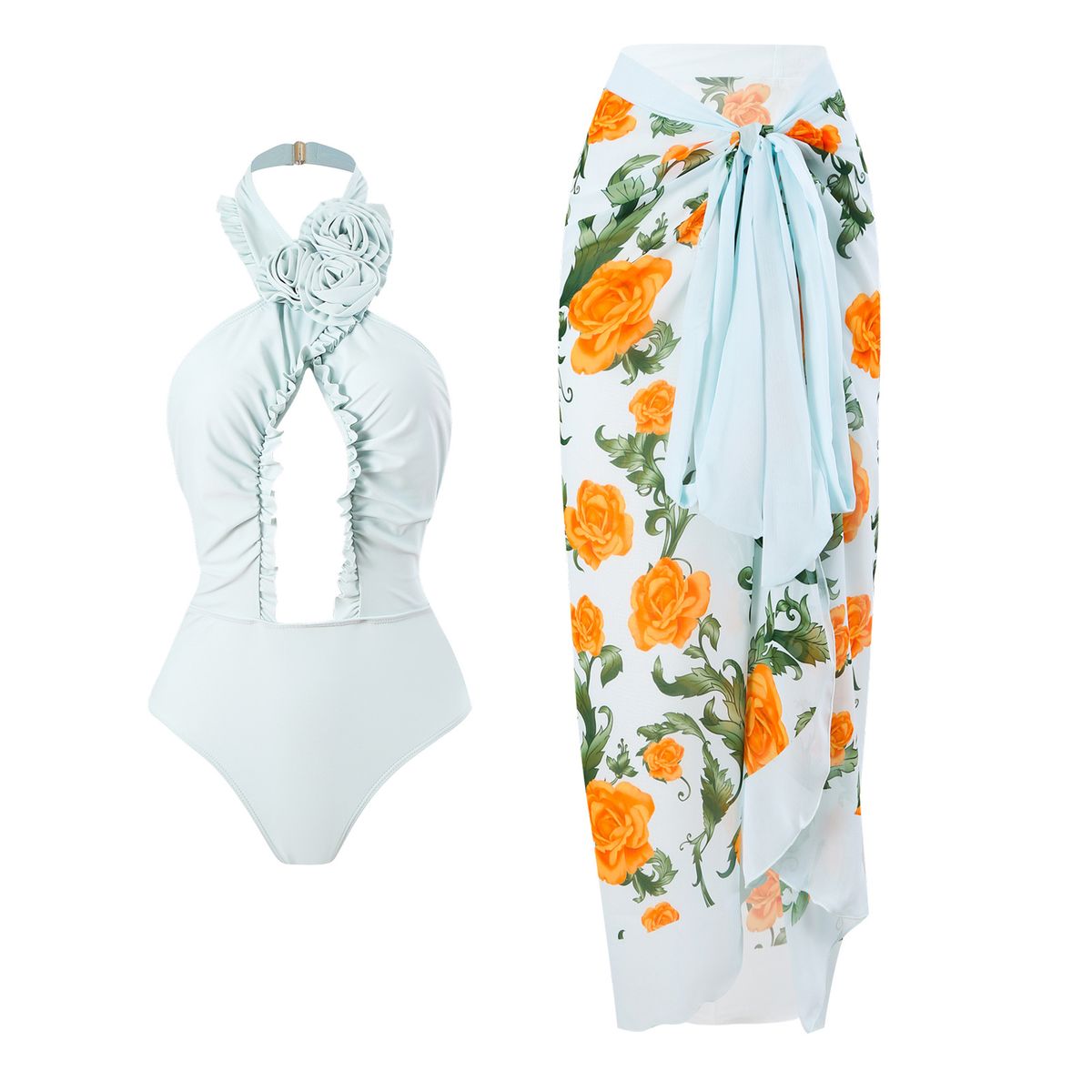 European And American Style One Piece Swimsuit 2026 Sexy Hip Hugging Skirt Bikini Sun Protection Beach Dress Swimwear for Hot Spring_ecoleips.com