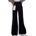 Black Wide-Leg Jeans For Women, Autumn And Winter, Fleece-Lined, Plus Size, High Waist, Slimming, Stretchy, Petite_ecoleips.com