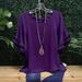 Plus-size Tassel Ruffle Sleeve Round-neck Printed Color-block Women's Loose T-shirt_ecoleips.com