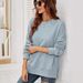 Women's Round Neck Long-sleeved Pullover With Split Hem_ecoleips.com
