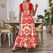 Women's Clothing Bohemian Style Dress Positioning Flower Shoulder Strap Strap Long Skirt_ecoleips.com