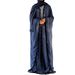 Women's Clothing Modest Abaya Dress Elegant Lace-Trimmed Beaded Abaya Dress – Modest Long Sleeve Open Front Muslim Gown With Belt (One Size, Blue)_ecoleips.com