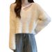 Women's Clothing Faux Mink Fur Sweater Soft Cozy Design Mohair Autumn Winter New Simple Top For Ladies_ecoleips.com