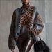 European American Cross-Border Lazy Style Leopard Print Knitted Sweater Women, Autumn And Winter Thickened Loose Vintage_ecoleips.com
