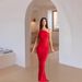 Women's Clothing Temperament Elegant Solid Color Lace Long Skirt Pleated Sexy Backless Sling Hip Wrapped Long Solid Color_ecoleips.com