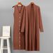 Women's Russian Fashion V Neck Sleeveless Dress Set Casual Loose Jacket Two-Piece Outfit_ecoleips.com