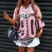 Women's Summer Casual V-Neck Short Sleeve T-Shirt Digital Print Street Fashion Baseball Tee_ecoleips.com