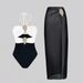 Women's Halterneck One-Piece Swimsuit With Wrap Skirt, Tummy Control Swimdress With Built-In Bra For Beach & Resort_ecoleips.com