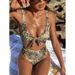 2026 New Leopard Print Exposed Navel One-piece Swimsuit Women Slim Beach Bikini Hot Spring Swimsuit_ecoleips.com