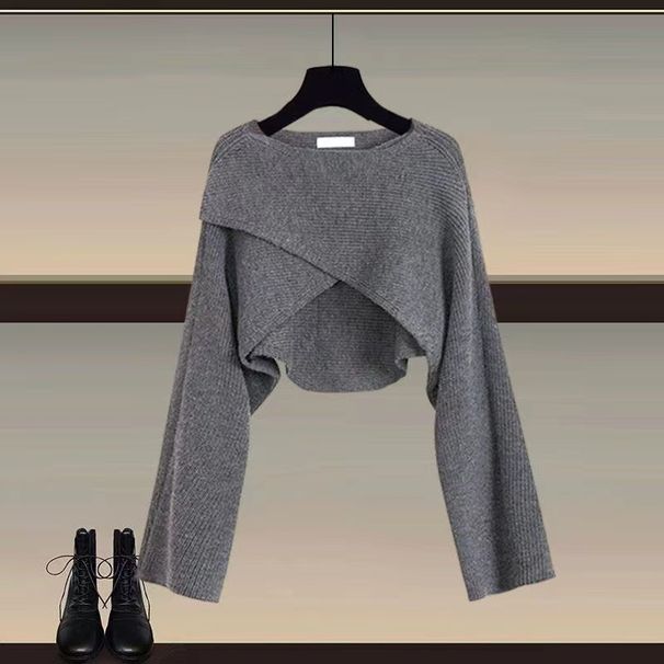 Women's Clothing Knitted Sweater Shirt Wide Leg Pants Three Piece Suit_ecoleips.com