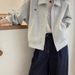 2025 Spring And Autumn New High-End Gray Sweatshirt Jacket Plus Size Women's Clothing For Plus-Size Ladies, Hoodless_ecoleips.com