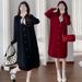 Autumn New Korean Fashion Silk Scarf Sweater Knitted Maternity Dress_ecoleips.com