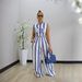Fashion Women's Clothing Set Color Block Striped Vest Collared Shirt High Waist Wide Leg Pants TW887 European American Style Commuting_ecoleips.com