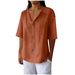 Women's Clothing Summer New Loose T Shirts For Women V Neck Cotton And Linen Button Tops_ecoleips.com