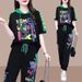 Women’s Clothing summer new sports leisure suit loose hooded printed women's design splicing tops and pants_ecoleips.com
