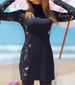 Women's Clothing Conservative Full Envelope Swimsuit Two Piece Set Long Sleeve Dress Top Trousers_ecoleips.com