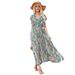 In Stock 2025 European And American Cross-border V-neck Ruffle Short-sleeve Slit Bohemian Vacation Long Dress For_ecoleips.com