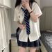 Basic Style College JK Uniform Short Sleeved Shirt Women's Loose Top School Feel Versatile White Embroidered_ecoleips.com