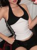Women's Sleeveless Slimming Patchwork Halter Neck Vest European American Street Style Hot Girl Short Design Top New Export_ecoleips.com