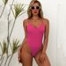 Women's Clothing Sexy Deep V One Piece Swimsuit Solid Color Crepe Fabric Bestseller Bikini For All Seasons_ecoleips.com