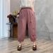 Suitable For All Seasons Artistic Embroidered Pure Linen 2025 Summer New Loose Casual Cropped Slimming Harem Pants For Women_ecoleips.com