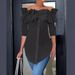 Women's Clothing Simple Solid Color One Shoulder Ruffled Shirt Tops For Women_ecoleips.com