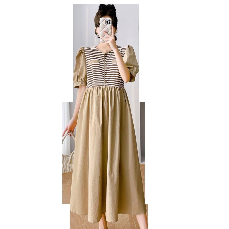 Summer New Korean Fashion Patchwork Maternity Dress_ecoleips.com