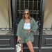 Casual Temperament New Women's Clothing Solid Color Cardigan Breasted Top Fashion Shorts Two-piece Set_ecoleips.com