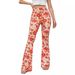Women's Sexy Flared Pants Floral Print Casual Cotton Trousers For Spring/Autumn Season Regular Fit Cross Border E-commerce_ecoleips.com