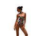 Aria Basics B38 New European And American Foreign Trade Swimsuit, Feminine Strapless Striped Print Tie-up Bikini One-piece Swimsuit_ecoleips.com