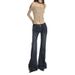 Orange Silk Women's Clothing#American Retro Washed Flared Jeans For Women, Autumn Low Waist Slim Fit Stretch_ecoleips.com