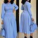 Women's Clothing Fashion Long Sleeved High Waisted Pleated Slim Solid Color Elegant High-Waisted Ruffle Long Sleeve Solid Color Maxi Dress For Women_ecoleips.com