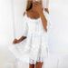 Cross-Border Princess Style European And American Off Shoulder Lace Strap Fashion Solid Color Loose Dress_ecoleips.com