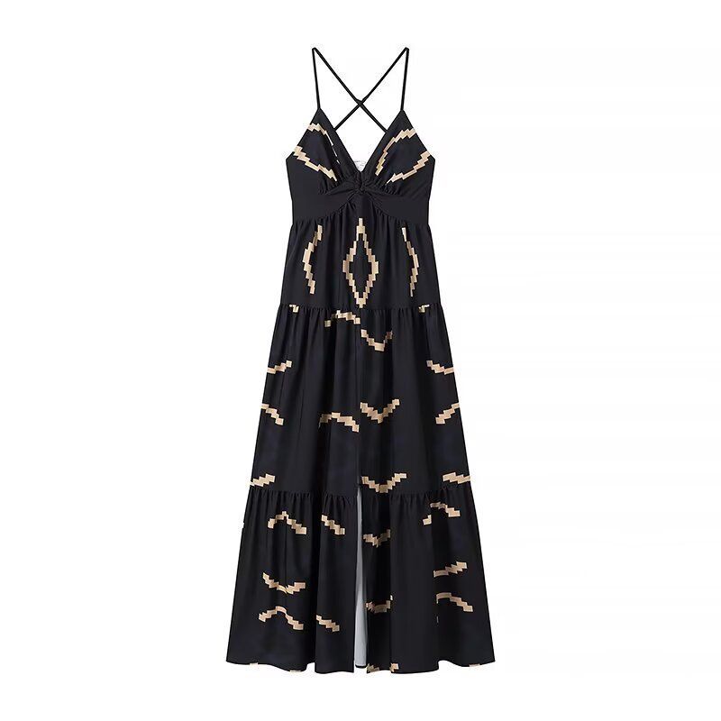 Women's Sexy Summer Dress - Halter Neck Backless With High Slit, Slim Fit Long Skirt (Trendy European & American Style)_ecoleips.com