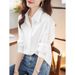 Light Luxury High-end Women's Top, New Spring Style, Slimming, Casual And Fashionable, White Shirt With A Unique Design_ecoleips.com