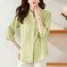 K V-neck White Blouse For Women With Seven-eighths Sleeves, New Embroidered Top With A Mature Temperament And A Light Shirt_ecoleips.com