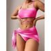 Women's Clothing Tie Dye Three Piece Mesh Skirt Split Bikini_ecoleips.com