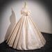 Women's Clothing Champagne French-Inspired Ball Gown – Elegant Bridal Toast Dress, Debutante & Formal Evening Gown (Off-Shoulder Tulle Skirt)_ecoleips.com