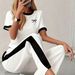 Women's Clothing Women's Summer Bow Print Two Piece Set Crew Neck Short Sleeve Loose Pants Comfortable Casual Outfit_ecoleips.com