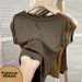 Women's Plus Size Ribbed T-Shirt Short Sleeve Round Neck Solid Color Versatile Unique Design New Summer Style_ecoleips.com