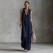 2026 Summer New European And American Style Sleeveless Hooded Long Dress With Buttons For Women On_ecoleips.com