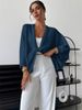 Women's Clothing Elegant Cross V-Neck Casual Sweater - Loose Fit, Soft Polyester Blend, Versatile For Streetwear & Layering (Blue/White, S/M/L)_ecoleips.com