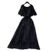 Women's Elegant Drape Dress with Shawl Sleeves And Tie Waist European American Style French Design Pleated Chiffon Long Skirt_ecoleips.com