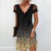 Summer Women's Printed Lace Dress V Neck Short Sleeve Casual Independent Station Positioning New 2022 Cross Border_ecoleips.com