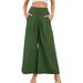 Suitable For All Seasons 2025 Style Women's Skirt Linen Wide Leg High Waist Cropped Pants With Pockets_ecoleips.com