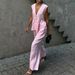 Women's Clothing Sleeveless Solid Color Breathable Sleeveless Lounge Set – Women’s Casual Polyester-Blend Top & Pants (S-XL, 6 Neutral Shades)_ecoleips.com