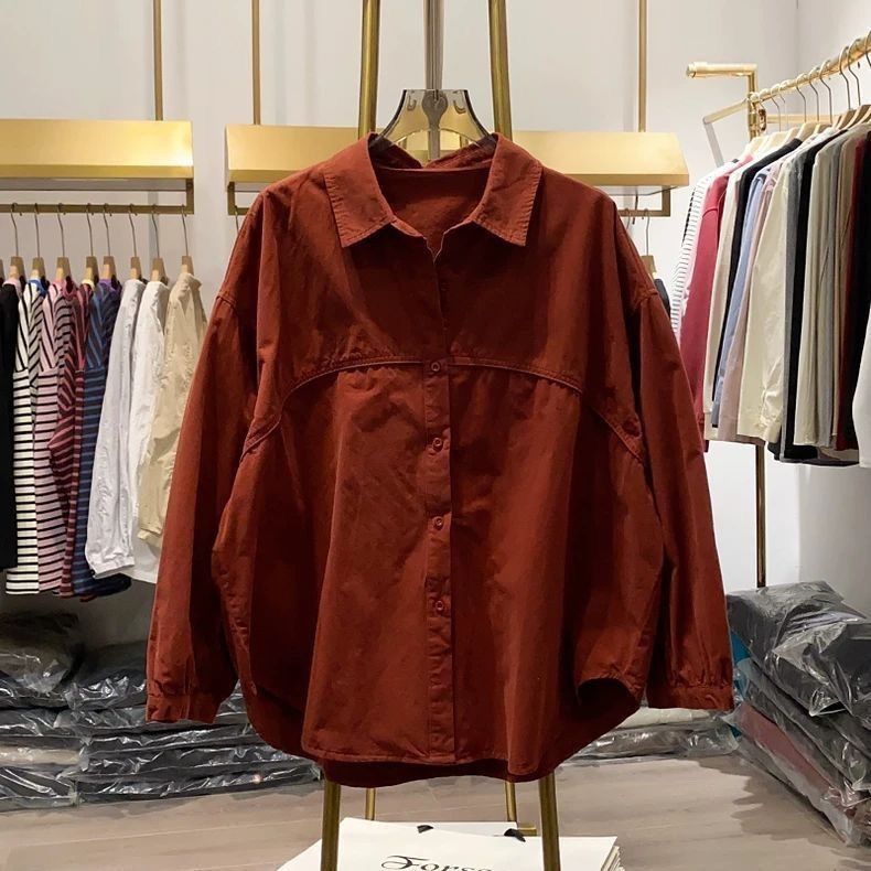 Women's Clothing Design Slimming Line Loose Lapel Shirt Women's Spring And Autumn Age Reducing All Match Tops_ecoleips.com