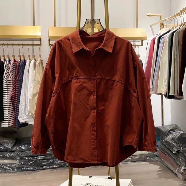 Women's Clothing Design Slimming Line Loose Lapel Shirt Women's Spring And Autumn Age Reducing All Match Tops_ecoleips.com