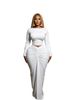 Women's Clothing Spring Fashion Sexy Hollow Out High Waist Long Skirt Two Piece Set Solid Color Casual Grubbing_ecoleips.com